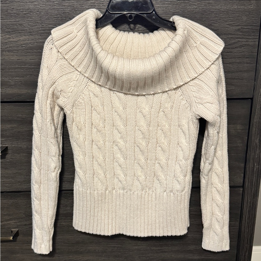 LOFT Cream Cowl Neck Sweater
